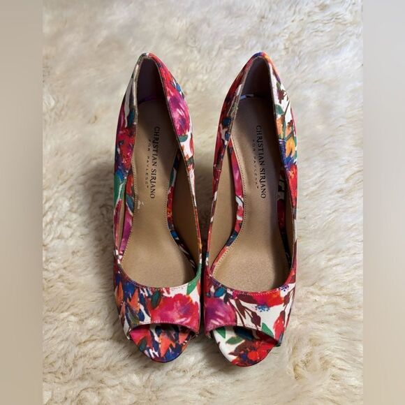 christian siriano floral peep toe heels size 8 - Picture 3 of 11